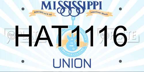 HAT1116 Mississippi License Plate