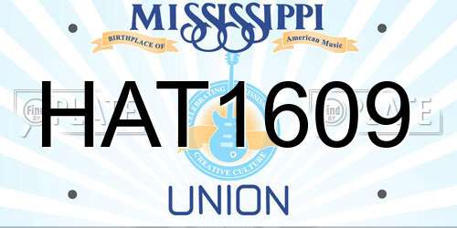 HAT1609 Mississippi License Plate
