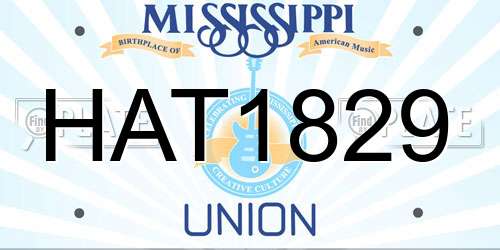 HAT1829 Mississippi License Plate