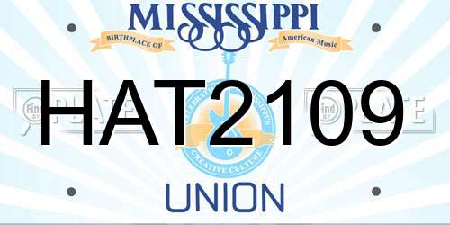 HAT2109 Mississippi License Plate