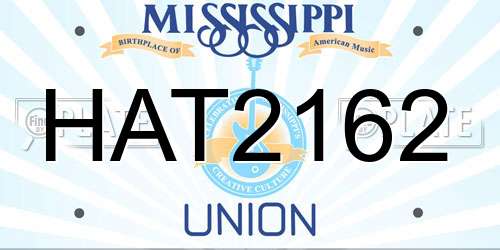 HAT2162 Mississippi License Plate