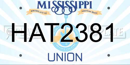 HAT2381 Mississippi License Plate