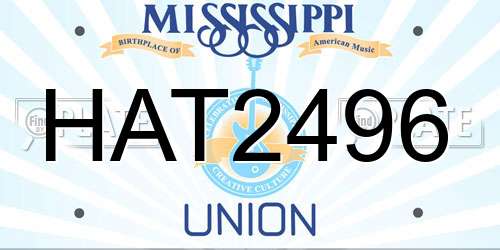 HAT2496 Mississippi License Plate
