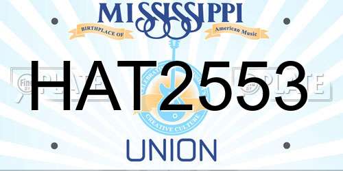 HAT2553 Mississippi License Plate