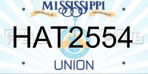 HAT2554 Mississippi License Plate