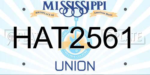 HAT2561 Mississippi License Plate