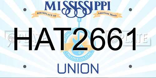 HAT2661 Mississippi License Plate