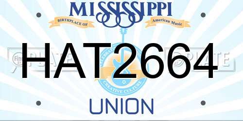 HAT2664 Mississippi License Plate