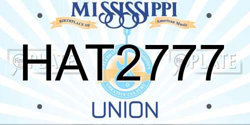 HAT2777 Mississippi License Plate