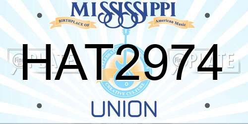 HAT2974 Mississippi License Plate