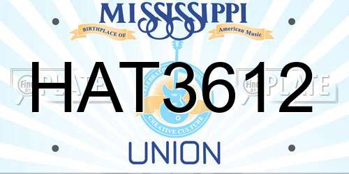 HAT3612 Mississippi License Plate