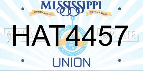 HAT4457 Mississippi License Plate