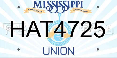 HAT4725 Mississippi License Plate