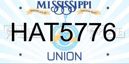HAT5776 Mississippi License Plate