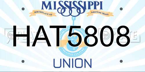 HAT5808 Mississippi License Plate