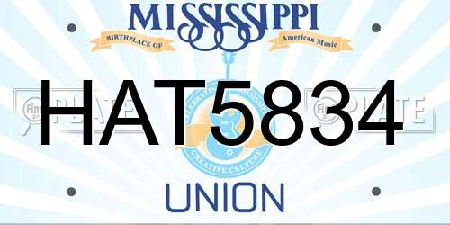 HAT5834 Mississippi License Plate