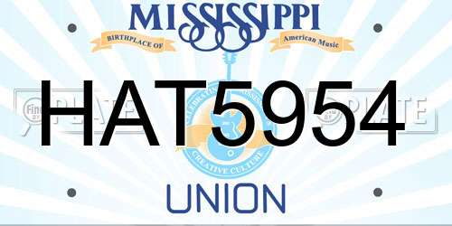 HAT5954 Mississippi License Plate