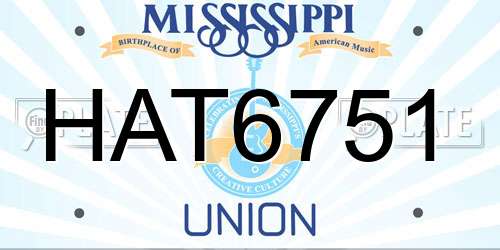 HAT6751 Mississippi License Plate