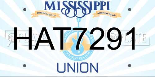 HAT7291 Mississippi License Plate