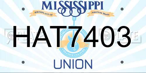 HAT7403 Mississippi License Plate