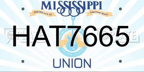 HAT7665 Mississippi License Plate