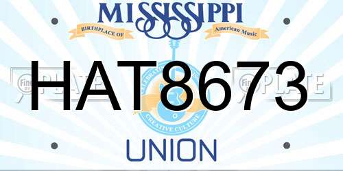 HAT8673 Mississippi License Plate