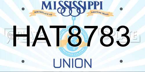 HAT8783 Mississippi License Plate