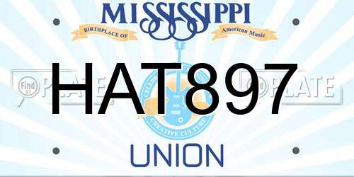 HAT897 Mississippi License Plate