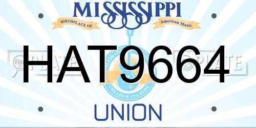 HAT9664 Mississippi License Plate
