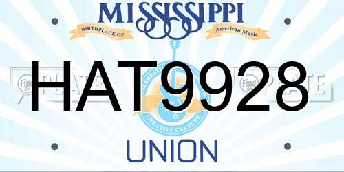 HAT9928 Mississippi License Plate