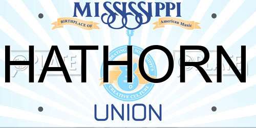 HATHORN Mississippi License Plate