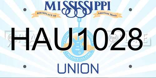 HAU1028 Mississippi License Plate