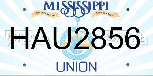 HAU2856 Mississippi License Plate