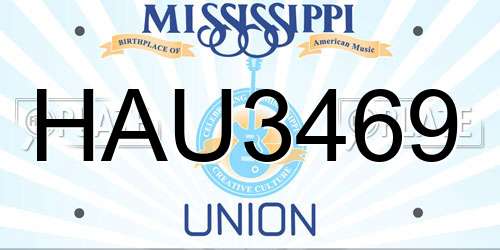 HAU3469 Mississippi License Plate