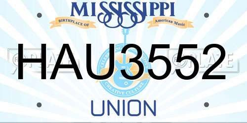 HAU3552 Mississippi License Plate