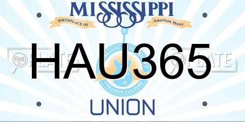 HAU365 Mississippi License Plate