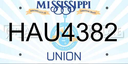 HAU4382 Mississippi License Plate
