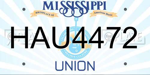 HAU4472 Mississippi License Plate