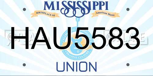 HAU5583 Mississippi License Plate