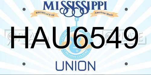 HAU6549 Mississippi License Plate