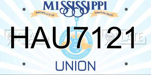 HAU7121 Mississippi License Plate