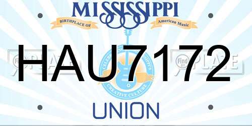 HAU7172 Mississippi License Plate