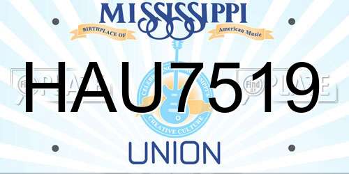 HAU7519 Mississippi License Plate