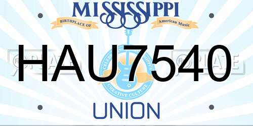 HAU7540 Mississippi License Plate