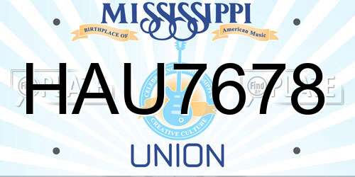 HAU7678 Mississippi License Plate
