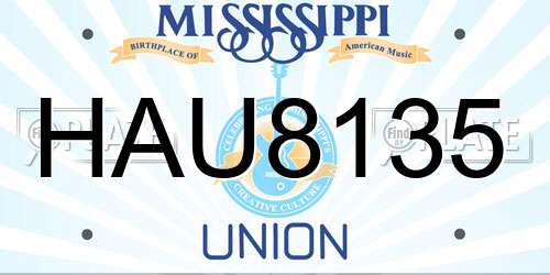 HAU8135 Mississippi License Plate
