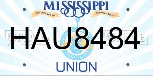 HAU8484 Mississippi License Plate