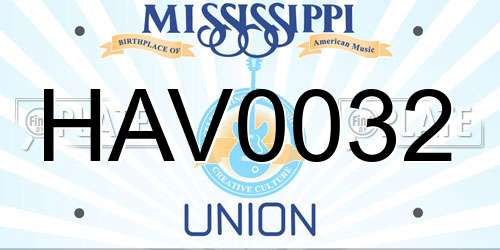 HAV0032 Mississippi License Plate