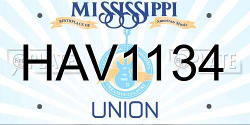 HAV1134 Mississippi License Plate