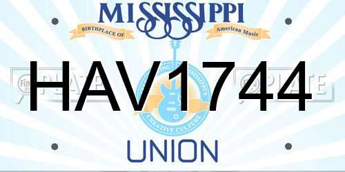 HAV1744 Mississippi License Plate